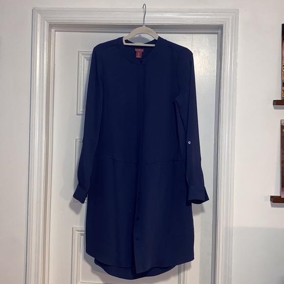 Savile Row London Blue Shirt Dress with Pockets - Picture 3 of 4